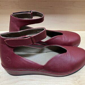 Fly London womens leather maroon dress shoes with straps